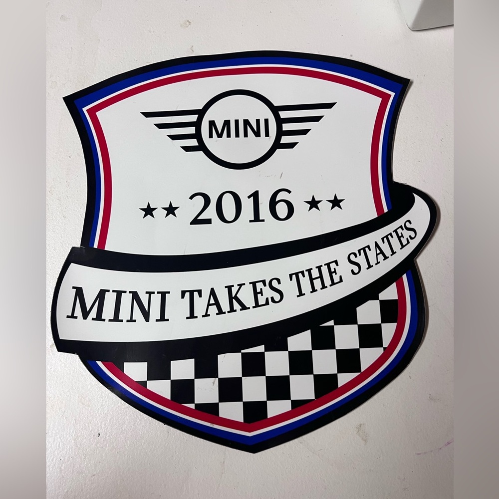 MINI TAKES THE STATES 2016 magnetic cer badge.